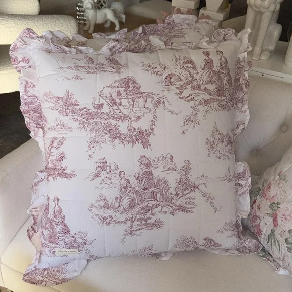 Pair Euro Shams NEW Country Toile Russet Shabby Chic by Cabbages & Roses London - Picture 2 of 9